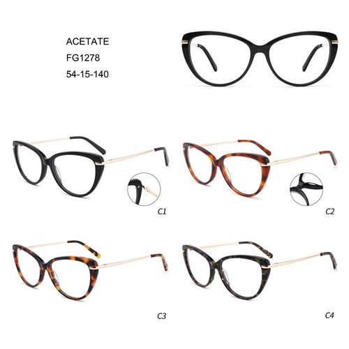 Asetaattinen muoti naisten silmälasit värikäs uusi muotoilu W3551278