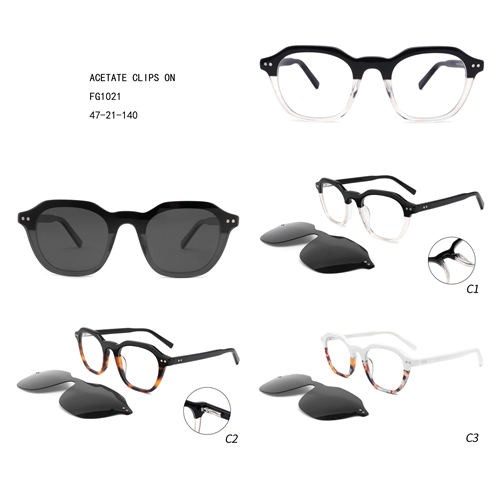 Acetate Round Colrful Clips On Lunettes Solaires W3551021