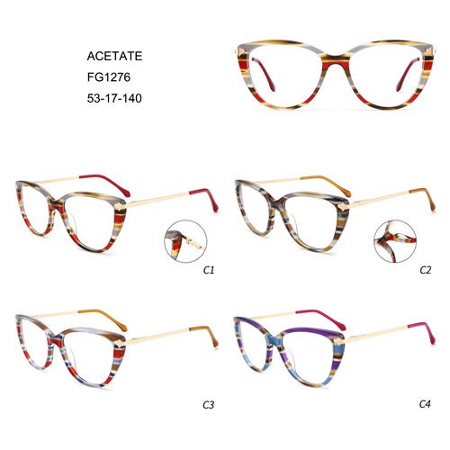 Óculos de acetato feminino moda gato novo design colorido W3551276