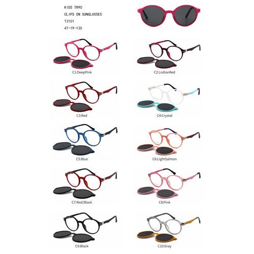 Colorful Round Kids TR90 Clips On Sunglasses Fashion W3453101