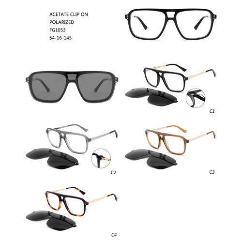 Monturas de acetato de gran tamaño de moda con clips en lentes de sol W3551053