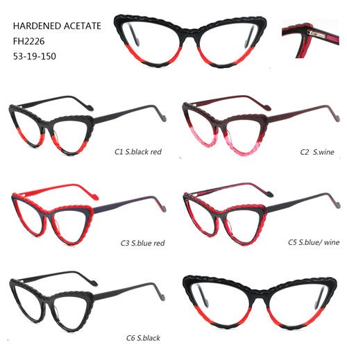 Mode Speciale Geharde Acetaat Brillen Kat Kleurrijke Optische Frame W3102226