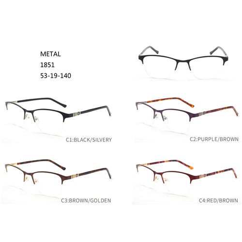 מכירה חמה מסגרות משקפיים מתכת משקפיים חצי גבול W3541851