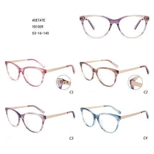 Lussu Ġdid Disinn Aċetat Gafas Retro Colorful Nisa W3551009
