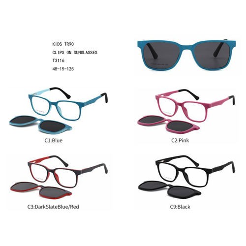 Novo deseño TR90 Clips en lentes de sol Colorful Kids W3453116