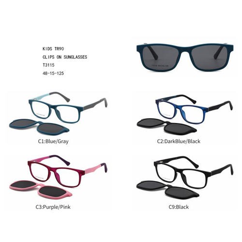 Нов дизајн TR90 квадратни клипови на очила за сонце Шарени деца W3453115