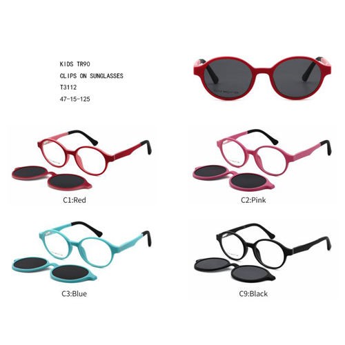 Clips redondos de novo deseño en lentes de sol TR90 Colorful Kids W3453112