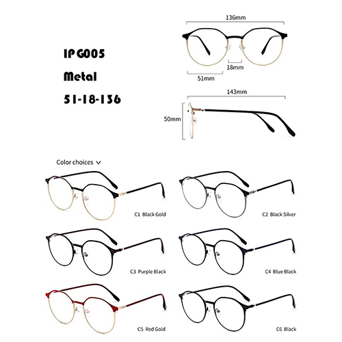 Kacamata Logam Bulat Sederhana W367005