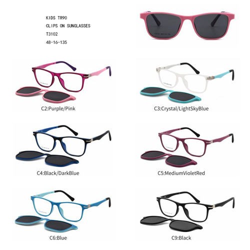 Clips cadrados de cores para niños TR90 para lentes de sol Fashion W3453102
