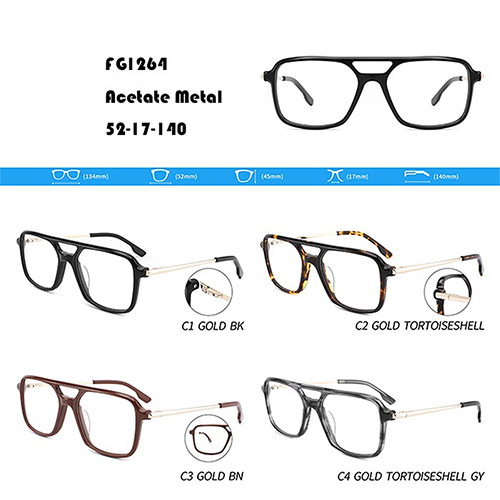 Квадратни метални и ацетатни слънчеви очила W3551264