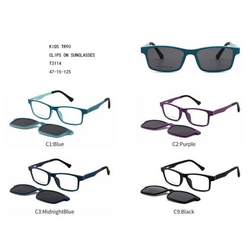 TR90 Square New Design Clips On Sunglasses Colorful Kids W3453114