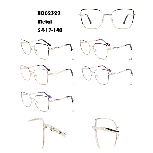 Dua-nada Big Metal Eyeglasses Frame W34862329