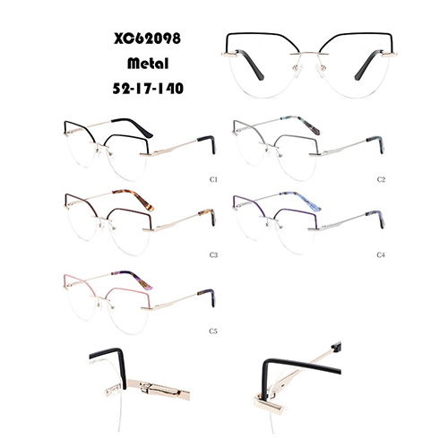 Cat-eye Half-frame Metal Optical Frame W348620698