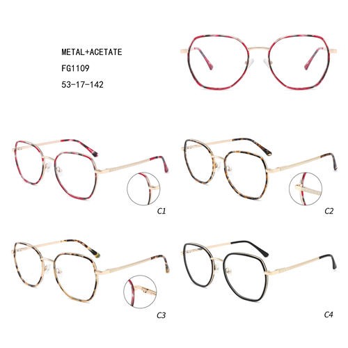 Colorful Fashion Design Lunettes Oversize Metal Acetate W3551109