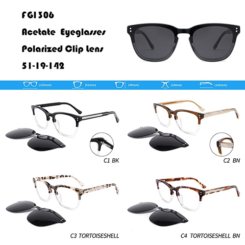 Large Frame Acetate Clips On Sunglasses W3551306