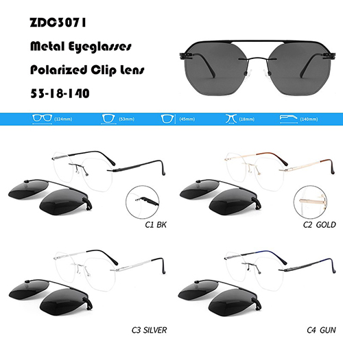 Polygon Rimless Metal Clips On Sunglasses W3553071