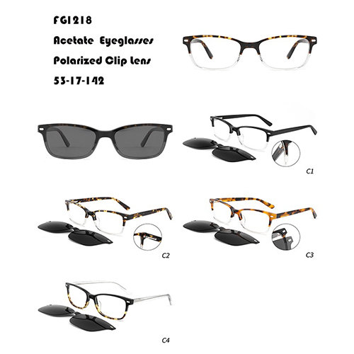 Square Acetate Clips On Sunglasses W3551218