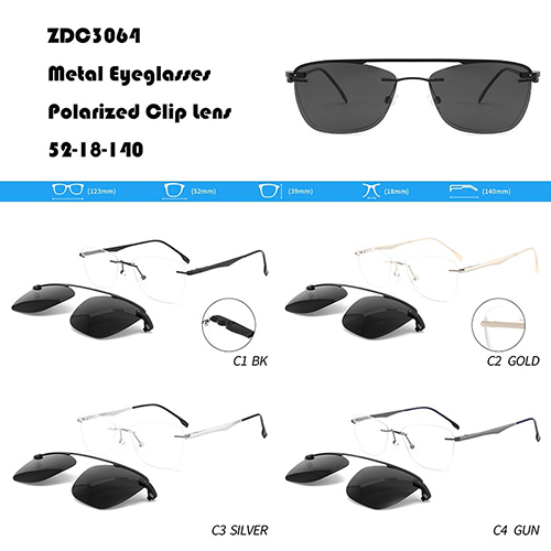 Square Rimless Metal Clips On Sunglasses W3553064